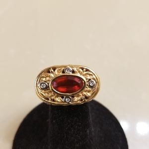 Heavy 14K Vintage Ring with Diamond Accents. This Is A Beauty!
